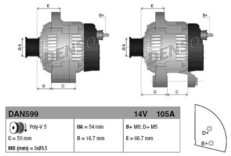 DENSO Alternator DAN599