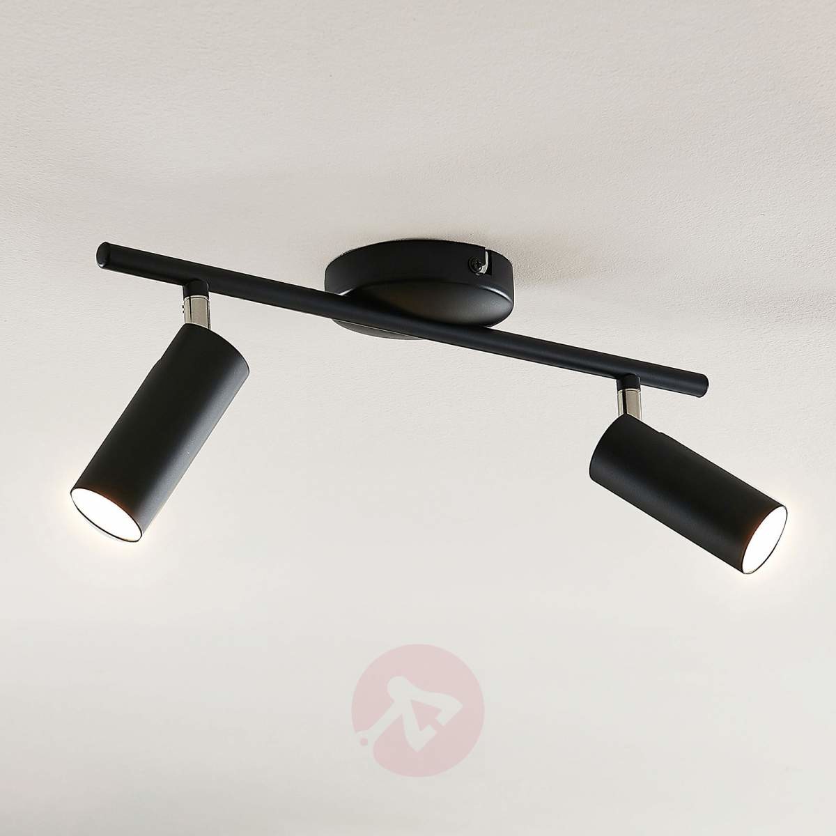 LINDBY Lampa sufitowa LED Camille czarna, 2-punktowa