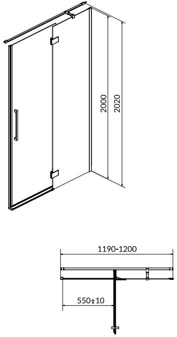 Cersanit Cersanit Crea Drzwi prysznicowe uchylne prawe 120x200 cm profile chrom szkło transpartentne CleanPro S159-004
