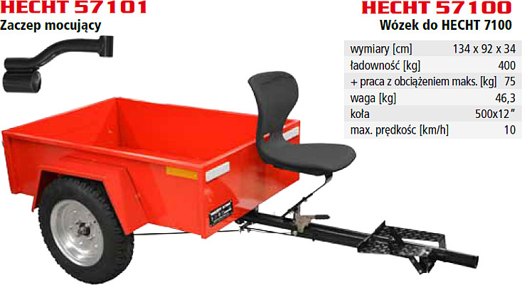 HECHT CZECHY HECHT 57100 PRZYCZEPA PRZYCZEPKA OGRODOWA WOZIDŁO WÓZEK OGRODOWY DO TRAKTORKA GLEBOGRYZARKI HECHT 7100 / 7970 Udzwig 500kG EWIMAX-OFICJALNY DYSTRYBUTOR - AUTORYZOWANY DEALER HECHT HECHT 57100 PRZYCZEPKA WÓZEK DO TRAKTORKA OGRODNIC