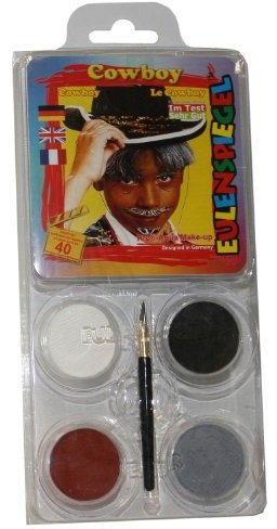 Eulenspiegel Profi-Schminkfarben GmbH Eulenspiegel 204207 lusterko kosmetyczne zestaw Cowboy, pędzla i instrukcją, 4 kolorów CC-EU-204207