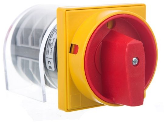 Lovato electric Sp. z o.o. Łącznik krzywkowy 0-1 3P 32A do wbudowania z pokrętłem żółto/czerwonym blokowany kłódką 7GN3210U25