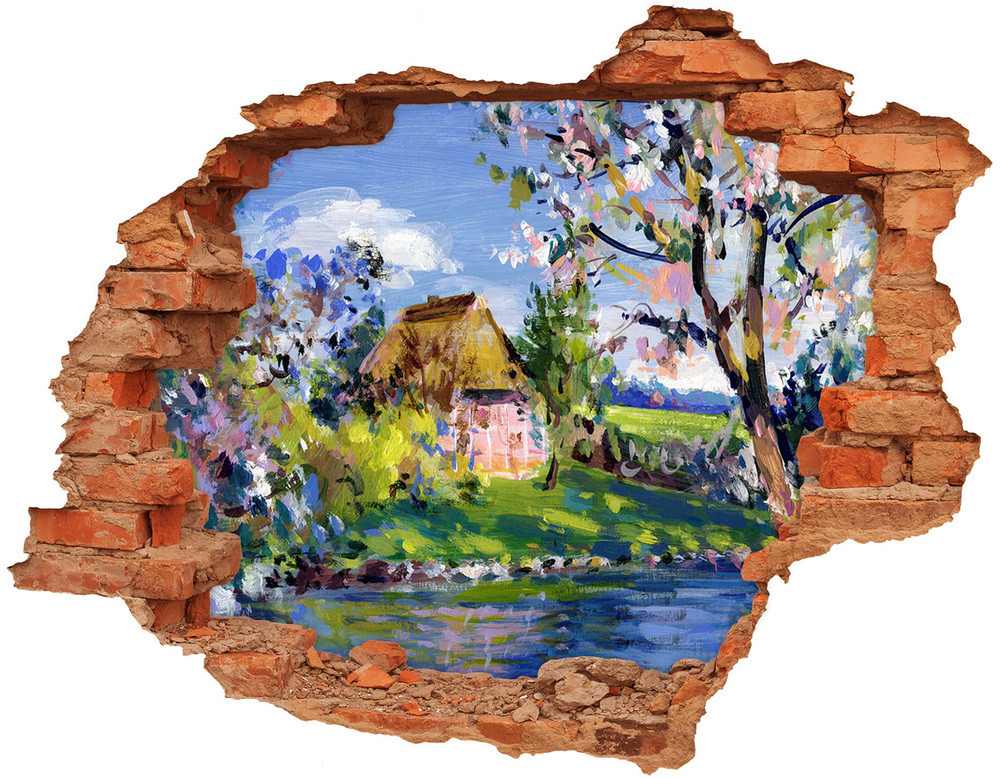 Wallmuralia.pl Dziura 3d fototapeta naklejka Wiosenny pejzaż