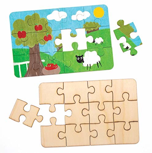 Baker Ross puzzle drewniane (8 sztuk)  puste puzzle dla dzieci do ozdabiania