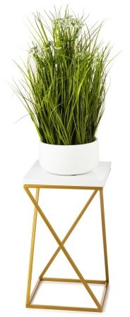 HowHomely Kwietnik stojący 40 cm blat białym metal DD.15511