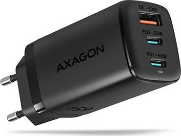 Axagon Ładowarka ACU-DPQ65 Ladegrät 2x USB-C 1x USB-A PD3.0/QC4+/PPS 65W schwarz ACU-DPQ65