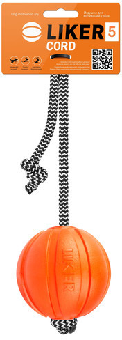 LIKER CORD Dog toy piłka na sznurku dla psa 7 cm