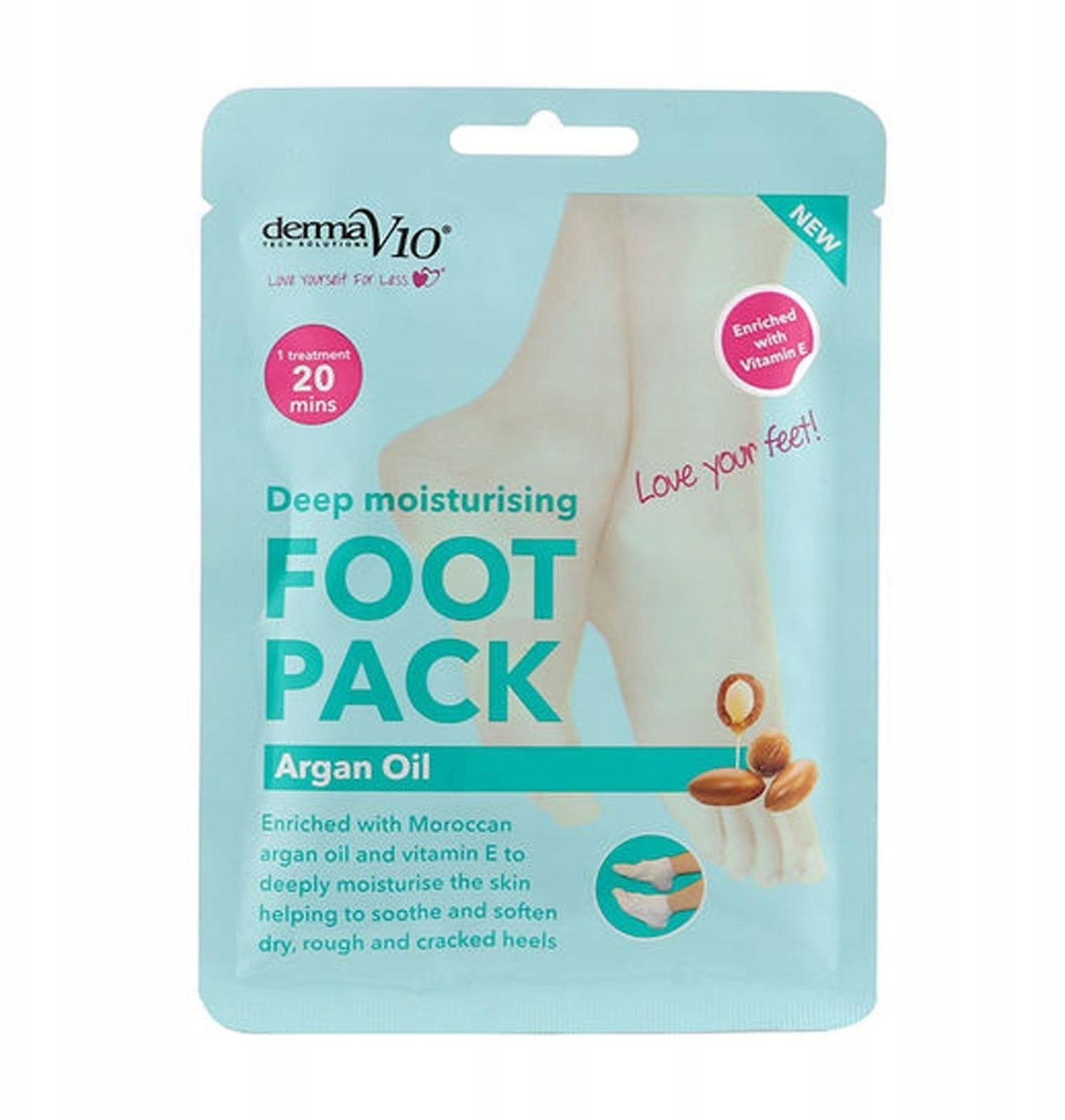 Derma V10 Skarpetki nawilżające stóp Argan Oil Uk