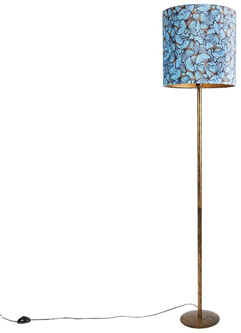 QAZQA Nowoczesna lampa podłogowa złota z kloszem motyl-złoty 40cm - Simplo 98107