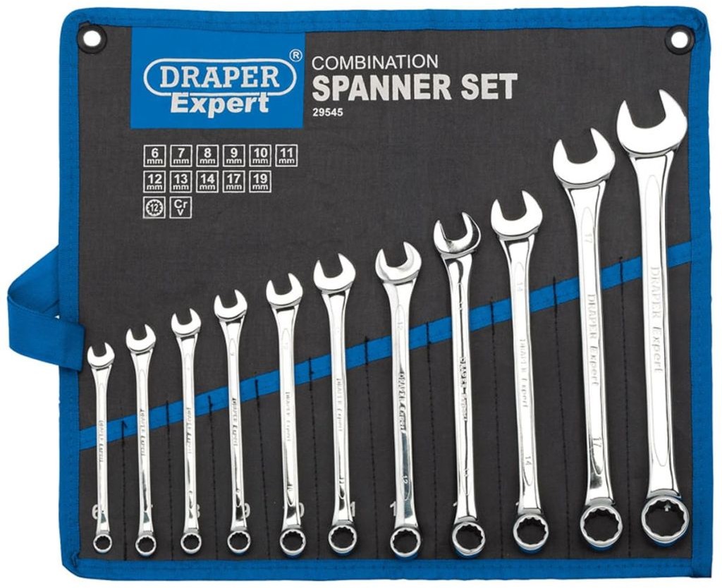 Draper Tools Tools Zestaw 11 metrycznych kluczy płasko-oczkowych, srebrny 29545