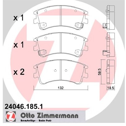 ZIMMERMANN Zestaw klocków hamulcowych, hamulce tarczowe 24046.185.1
