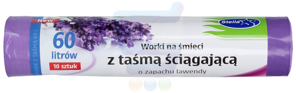 STELLA Worki na śmieci z taśmą ściągającą Zapach Lawendy 60 L 10 szt.