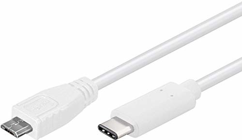 PremiumCord USB-C na Micro USB 2.0 kabel połączeniowy 0,6 m, USB 3.1 typu C wtyczka Micro USB 2.0 B, 3 x ekranowany, kolor biały, długość 0,6 m ku31cb06w