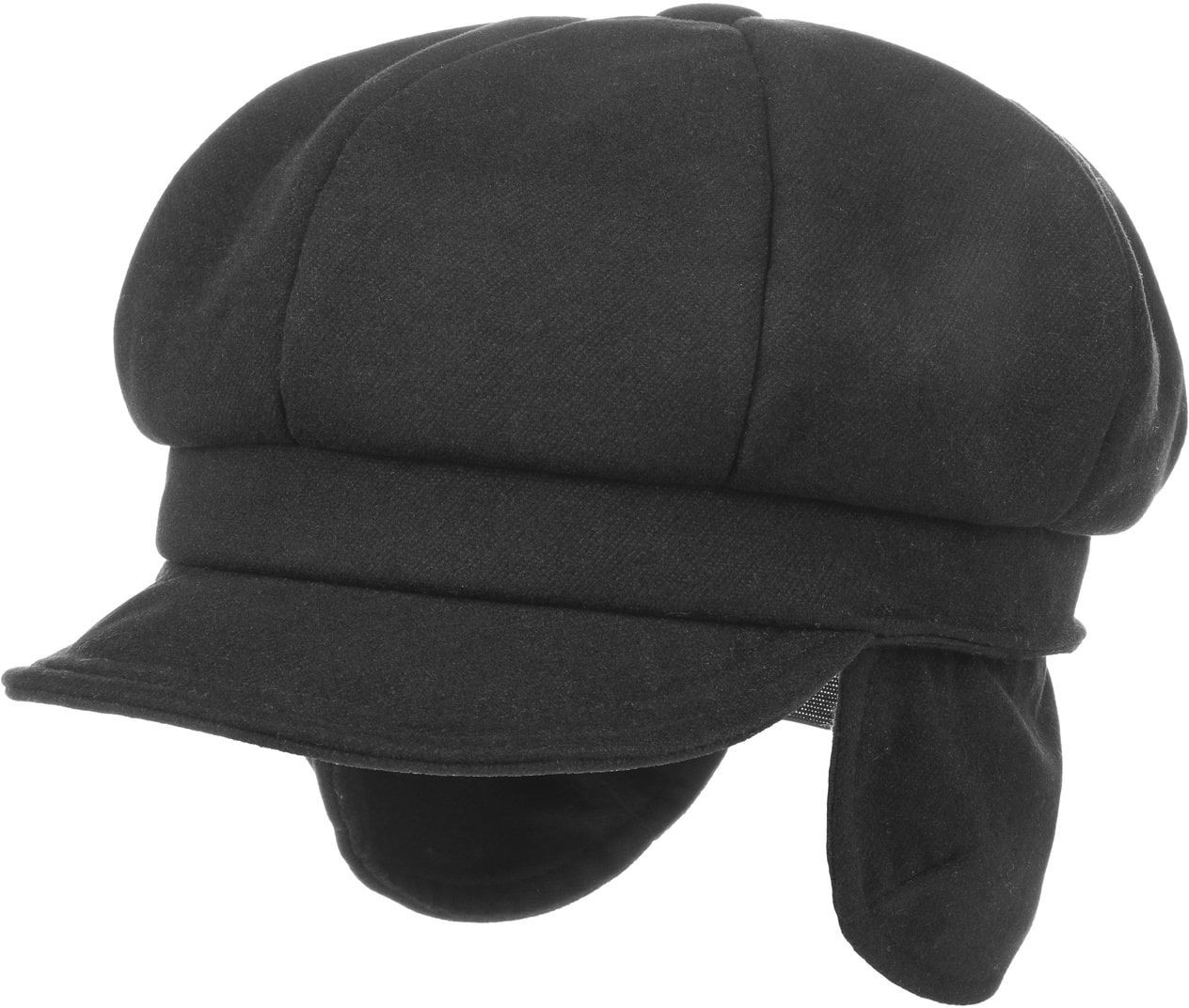 Czapka Newsboy z Klapkami na Uszy Soft by Lipodo, czarny, S (55-56 cm)