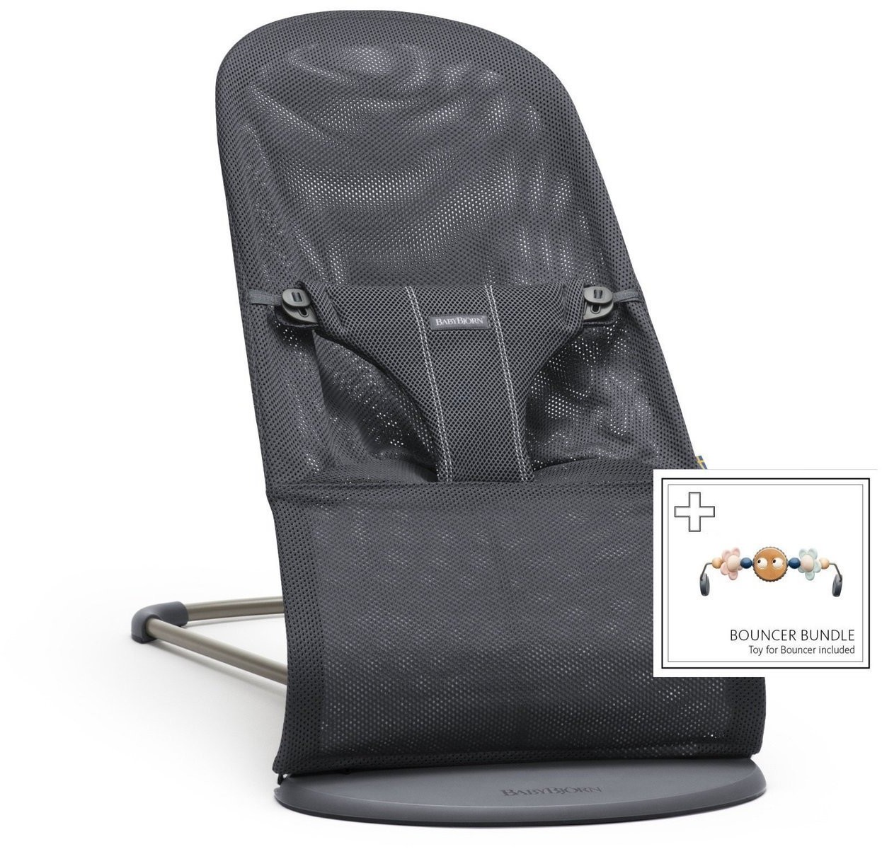 BABYBJORN leżaczek BLISS MESH - Antracytowy + Zabawka Googly Eyes Pastels scandinavian-baby-9374-0