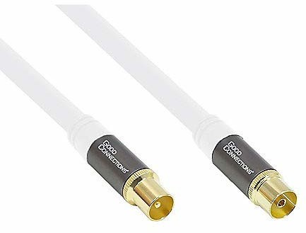 Good Connections GC-M2050 SmartFLEX TV kabel antenowy, 30 m, IEC/wtyczka koax do gniazda, 4-krotnie ekranowany/120 dB/75 omów, pozłacane przyłącza biały