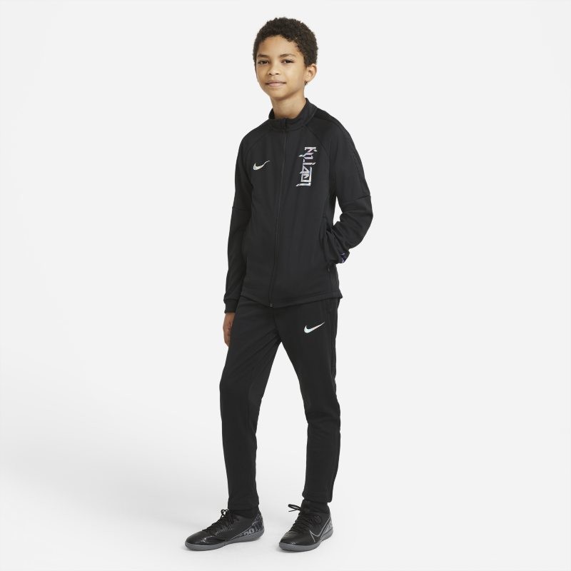 Nike Dzianinowy dres piłkarski dla dużych dzieci Dri-FIT Kylian Mbappé - Czerń