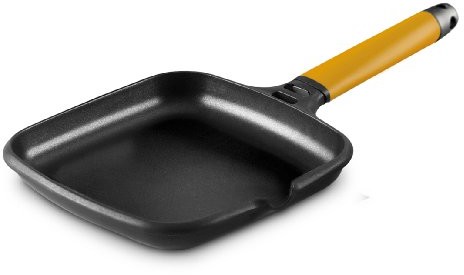 Fundix Patelnia do grillowania fundix powlekana wykonana z odlewu aluminiowego indukcja pomarańczowym ze zdejmowanym uchwytem, 27 x 27 cm F5-IP27