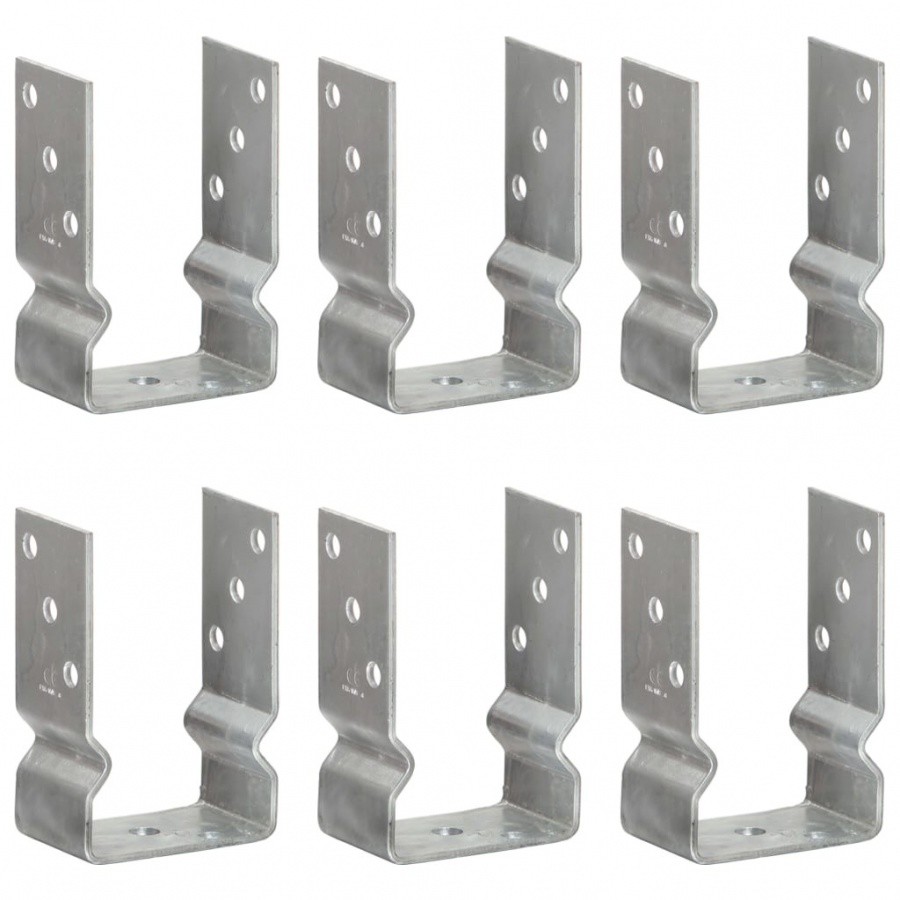 Vida Kotwy do słupków 6 szt. srebrne 9 x 6 x 15 cm stal V-145333