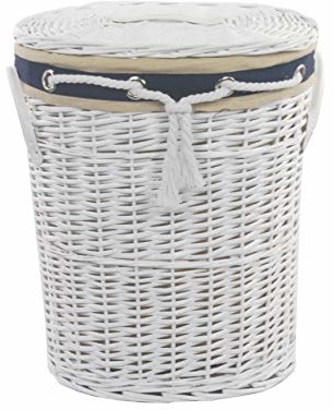 DVier Kosz na pranie wiklina Biały motyw Marine 37 X 26 h.46 39 woval-A