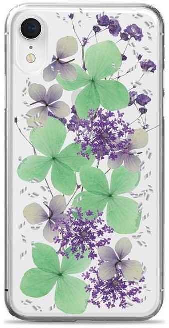 PURO Glam Hippie Chic Cover - Etui iPhone XR (prawdziwe płatki kwiatów zielone) b2btrade-11826-0