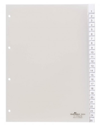 DURABLE Przekładki do segregatora A4 25 stron przezroczyste 6824-19