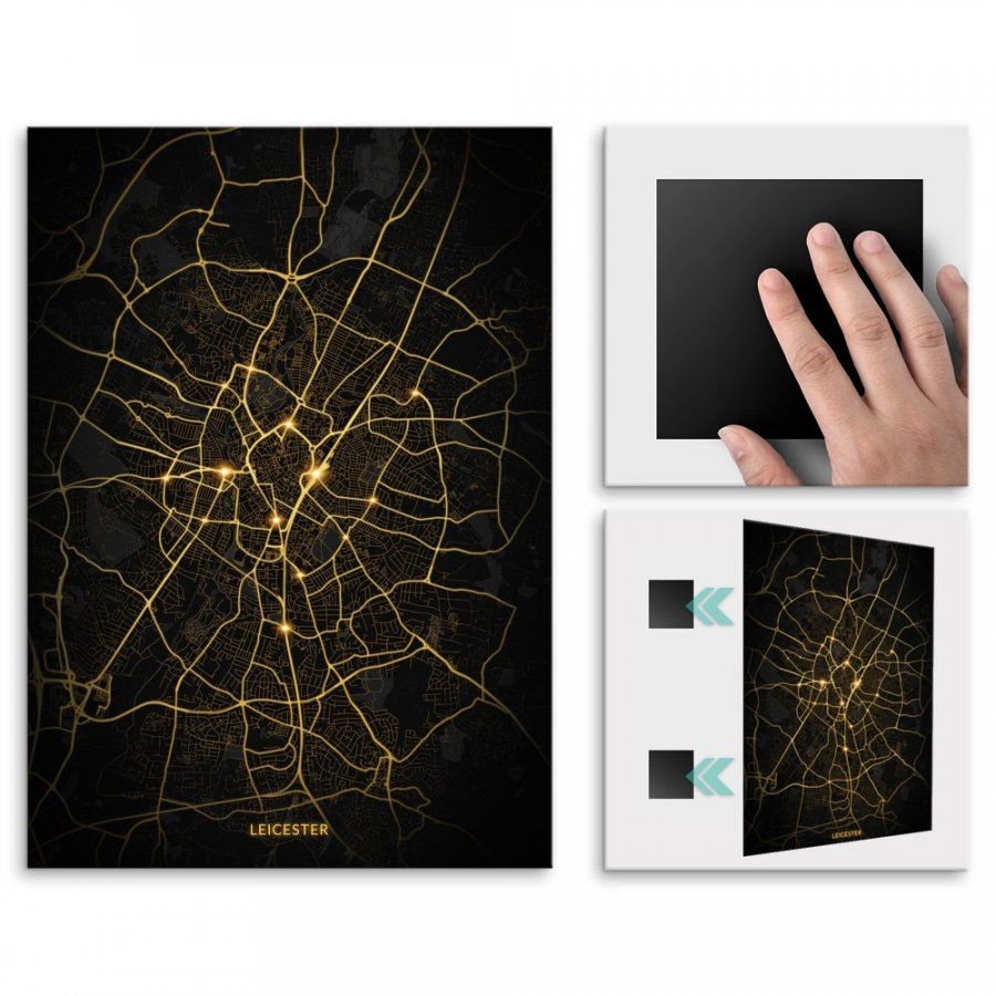 Pix4home Plakat metalowy Mapa City Lights Leicester M POS-M-04100