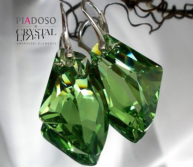 Swarovski Piękne Duże Kolczyki Zielone 27 Srebro