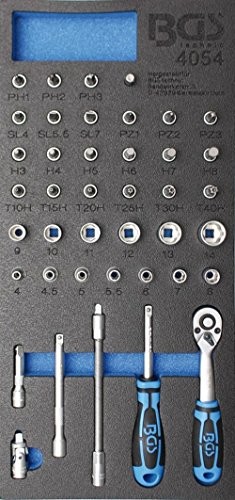 BGS wkładka wózek warsztatowy komplet kluczy nasadowych, 6,3 MM, 40-częściowy, 1 sztuki, 4054