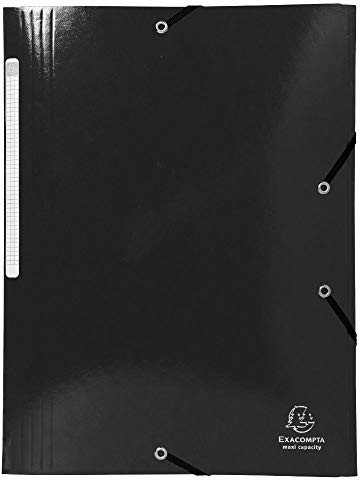 Exacompta Exacompta 55821E teczka na dokumenty (Iderama z 3 klapami i gumowym ściągaczem, 425/m, A4, duża pojemność, karton Manila) 1 sztuka czarna 55821E