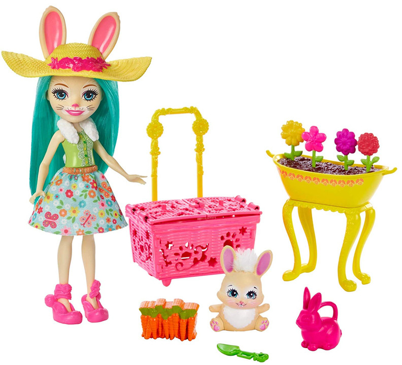 Mattel Enchantimals Wiosenne króliczki z laleczką Fluffy Bunny GJX33 GJX32