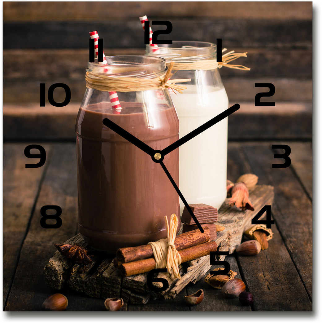 Zegar szklany kwadratowy Koktajle w słoikach