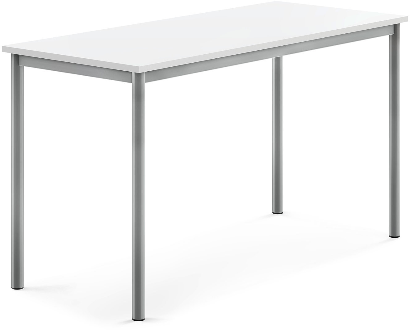 AJ Produkty Biurko SONITUS, 1400x600x760 mm, biały laminat, szary aluminium