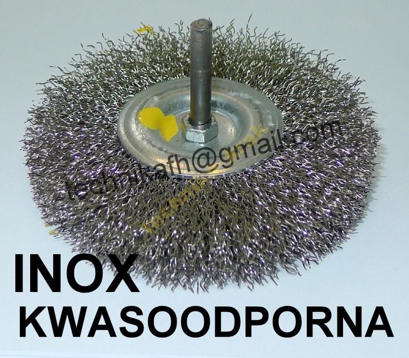 Szczotka tarczowa trzpień. Kwasoodporna Inox fi100