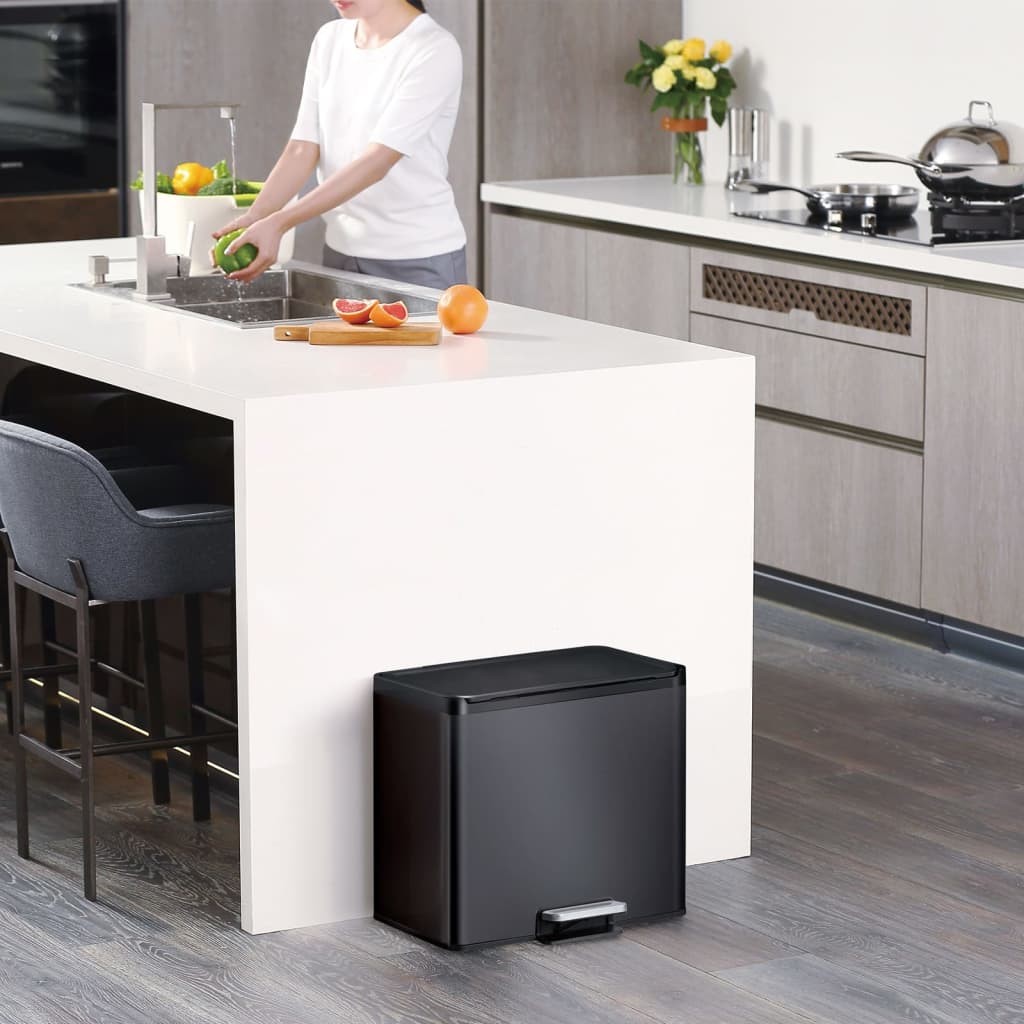 Vepa Bins EKO Kosz na śmieci z pedałem Essential, 2x15 L, czarny