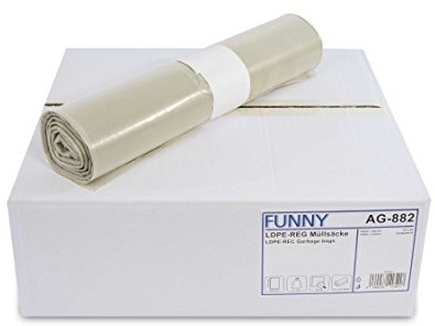 Funny Regeneracyjne włókna LDPE worki na śmieci, przezroczysty, zwinięty, 120 L, typ 60, 1er Pack (1 X 250 sztuk) AG-882