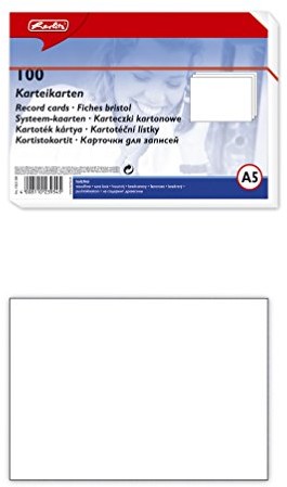 Herlitz 1150507 fiszki, format A5, 100 sztuk, kolor biały A5 10621308