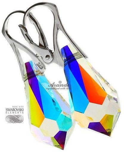 Swarovski Aurora duże piękne kolczyki SREBRO 22