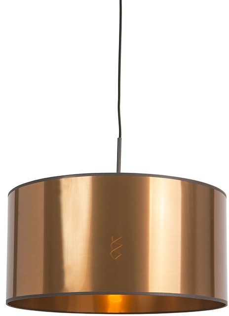 QAZQA Lampa wisząca czarna klosz miedź 50cm - Combi