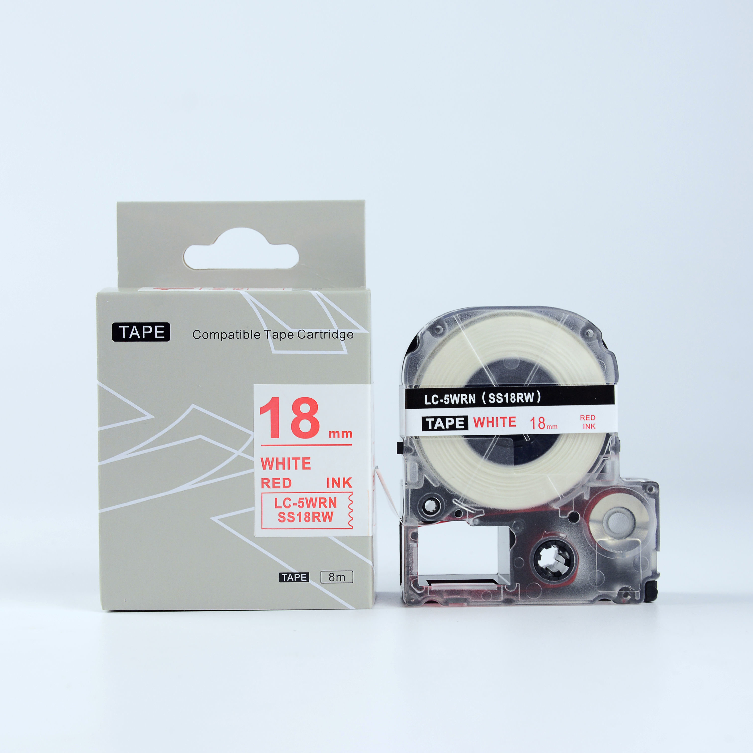 Epson LK-SS18RW, 18mm x 9m, czerwony druk / biały podkład, taśma zamiennik