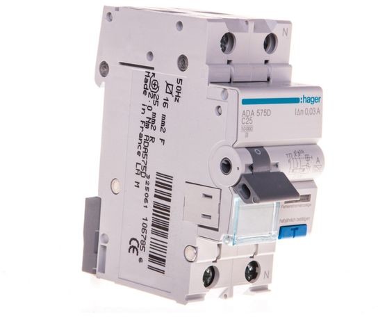 Hager POLO Wyłącznik różnicowo-nadprądowy 2P 25A C 0,03A typ A ADA575D