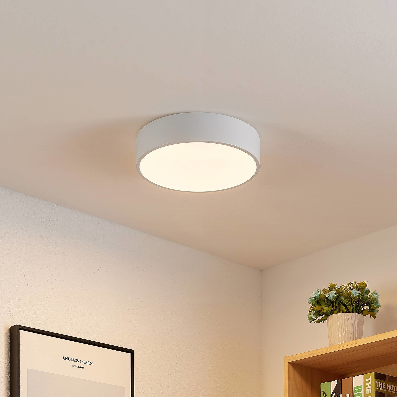 Lindby Simera lampa sufitowa LED 30cm, biała