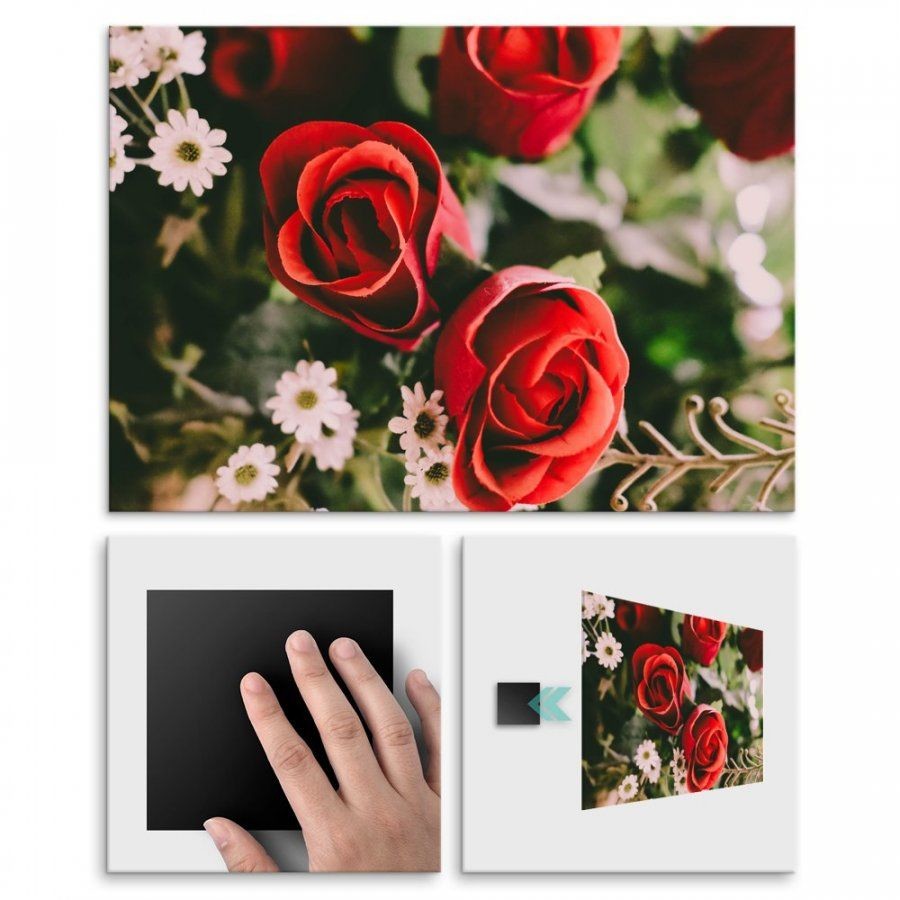Pix4home Plakat metalowy róże i stokrotki M POS-M-01344