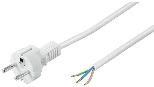 Wentronic przewód zasilający (wtyczka z zestykiem ochronnym na 3 luźne końce kabli) 1,5 m Biały 4040849513282