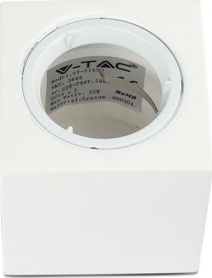 V-TAC Lampa sufitowa  reflektor natynkowy VT-716 GU10 7,5 cm IP20 gips/aluminium biały twm_980318
