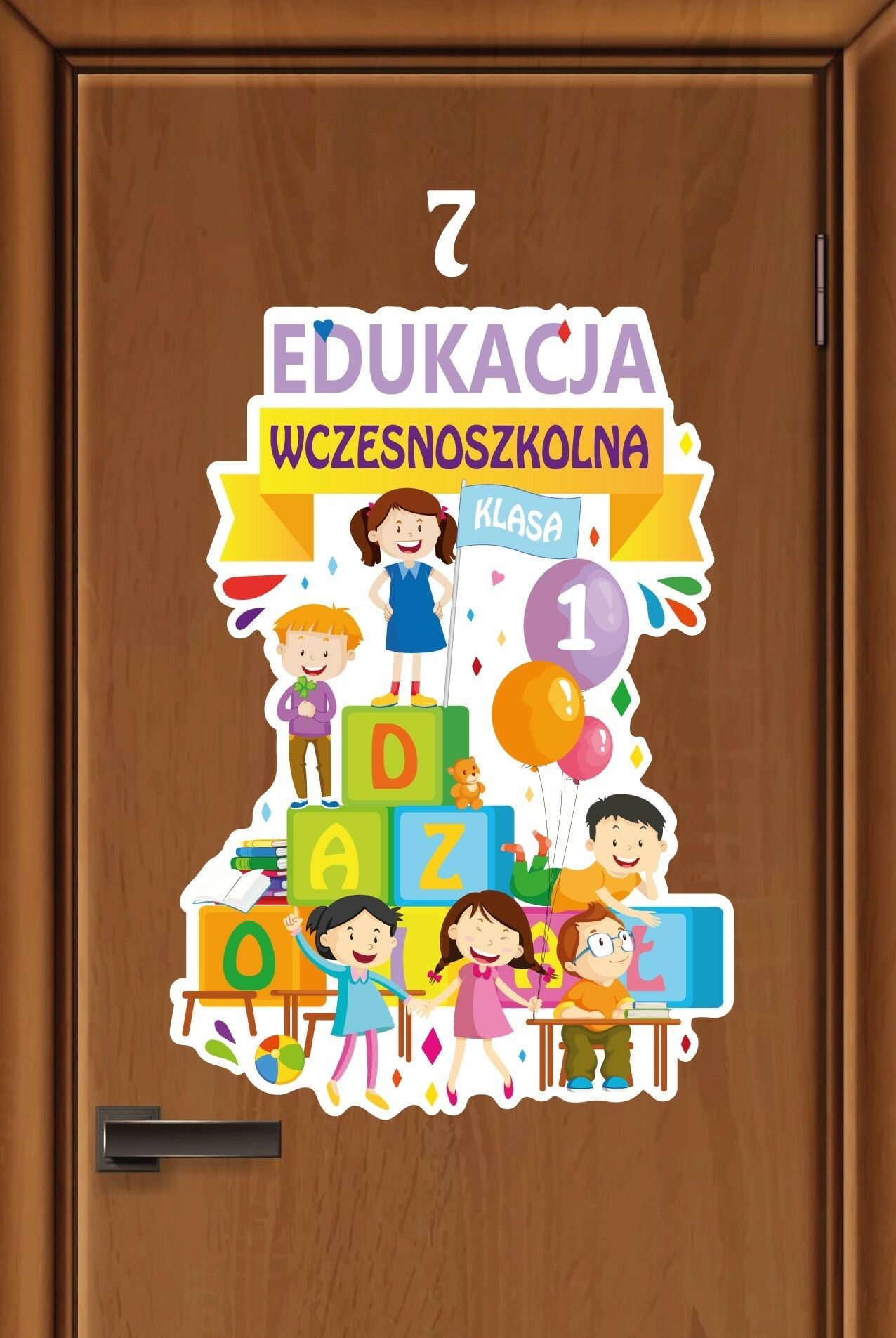 Kolorowa naklejka na drzwi: Edukacja Wczesnoszkolna EN064