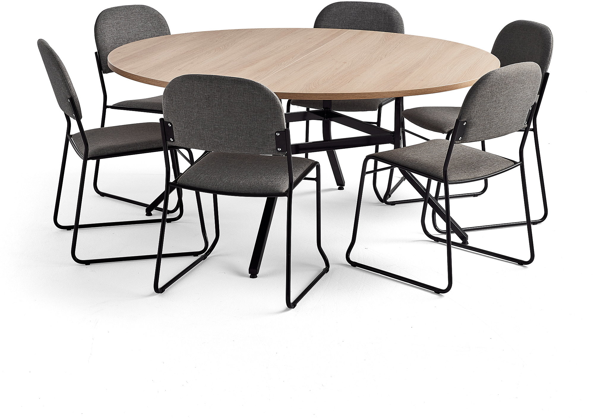 AJ Produkty Zestaw mebli VARIOUS + DAWSON, stół i 6 krzeseł, antracyt