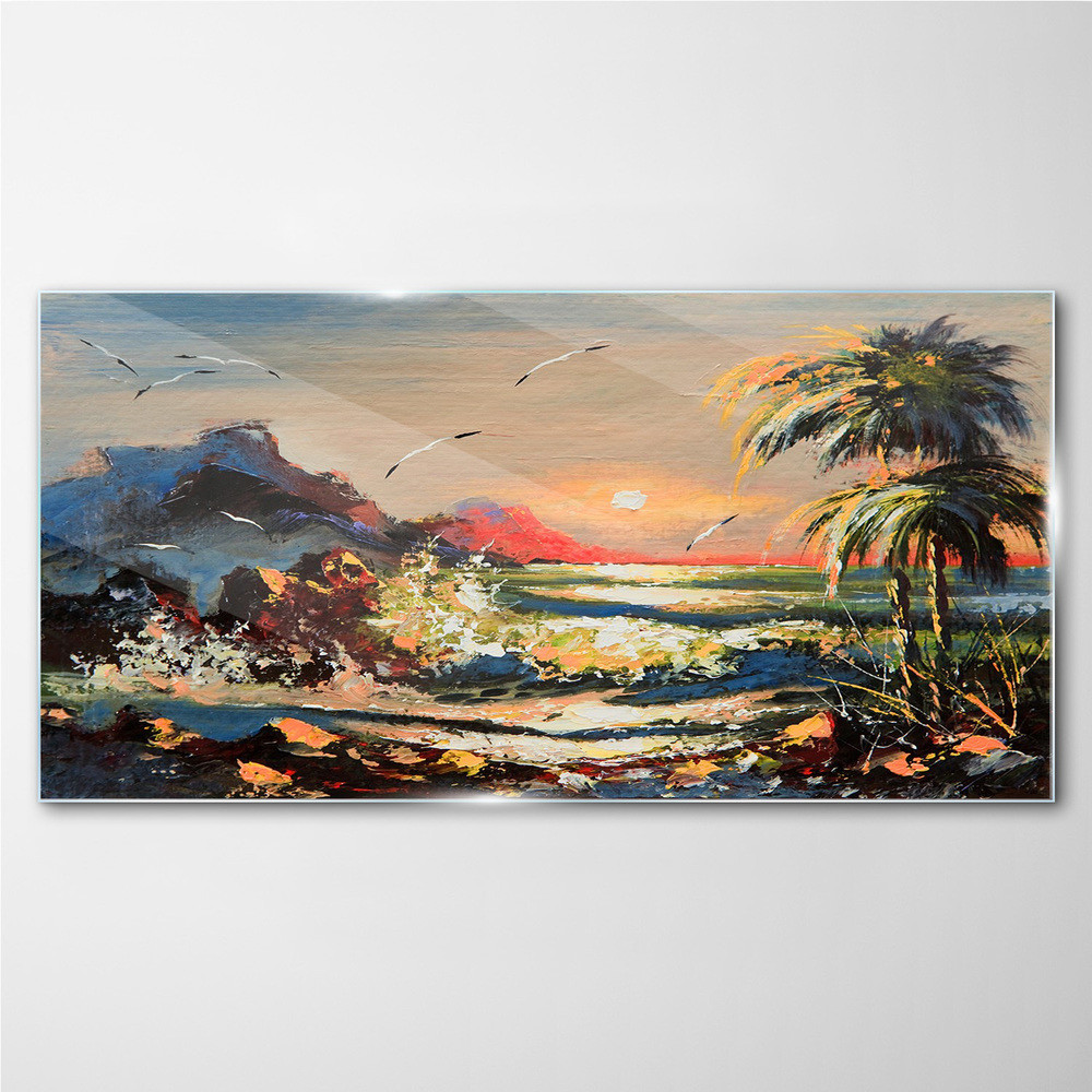 PL Coloray Obraz Szklany wybrzeże zachód słońca 120x60cm