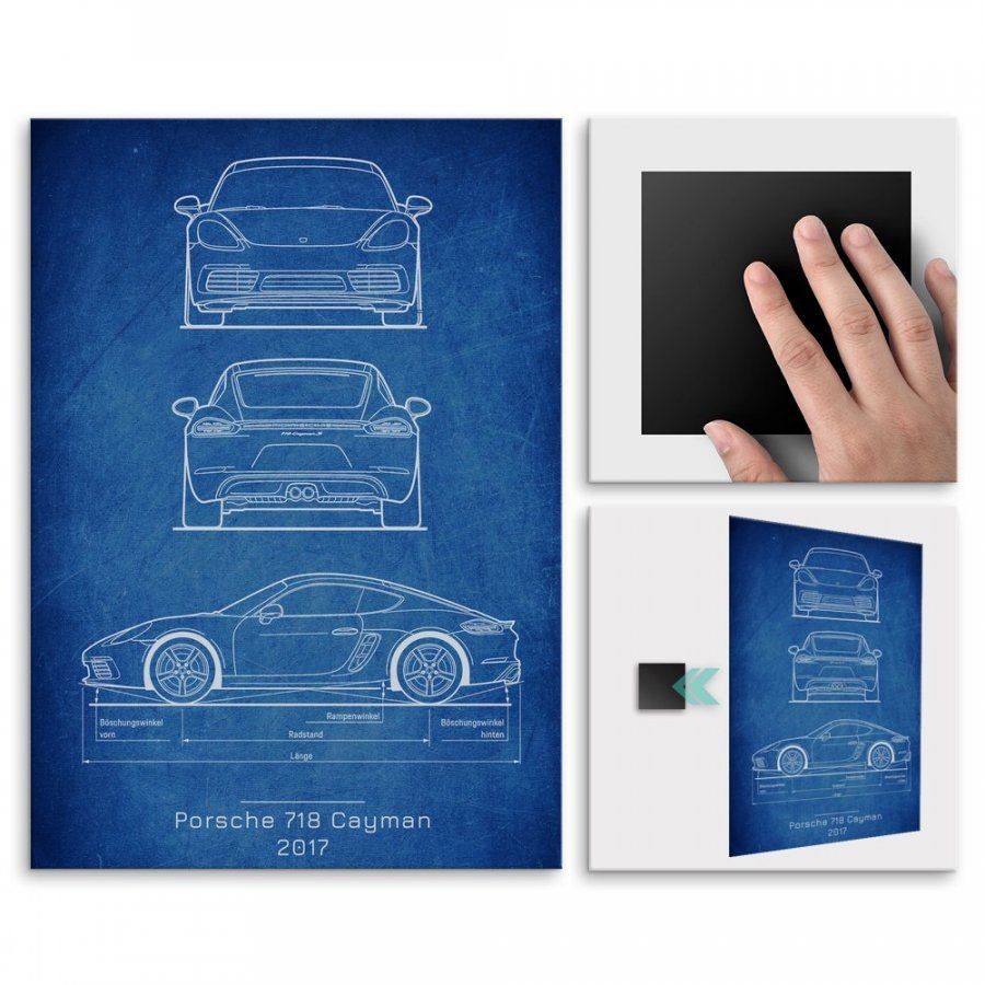 Pix4home Plakat metalowy Porsche 718 Cayman Projekt Cobalt L POS-L-02512