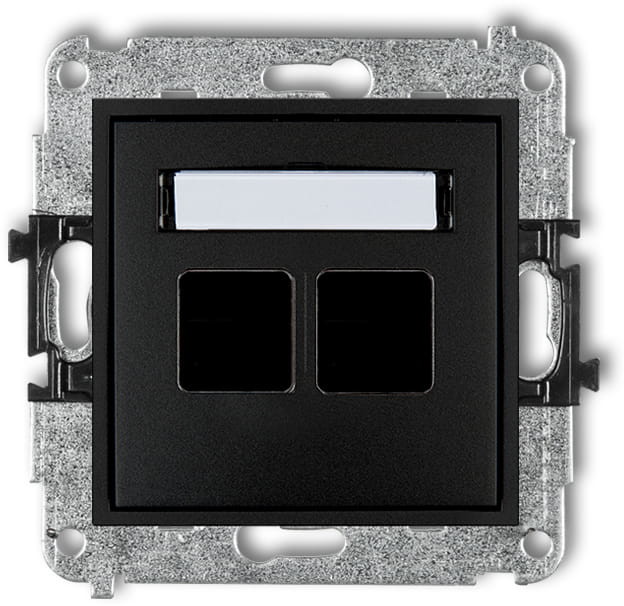 Karlik MINI Mechanizm gniazda multimedialnego podwójnego bez modułu (standard Keystone) 12MGM-2P, kolor czarny mat 12MGM-2P